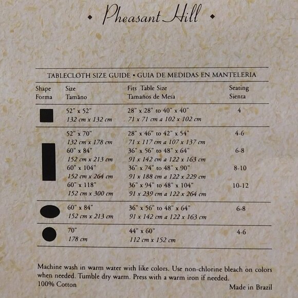 RSVP Fall Thanksgiving Tablecloth Rectangle Oblong Holiday Pheasant Bird 63 x 86 - Picture 2 of 5